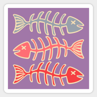 FISH BONES Eaten Food and Fishing in Purple Pink and Red - UnBlink Studio by Jackie Tahara Magnet